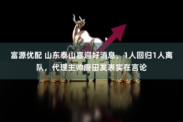 富源优配 山东泰山喜迎好消息，1人回归1人离队，代理主帅唐田发表实在言论